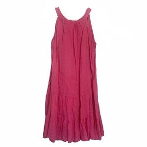 Bellambra Dress Women’s Sz Large Pink Italian Linen Mini Halter Flounce Fuchsia